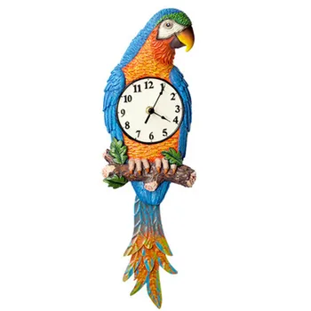 

Modern Minimalist Home Wall Clock Living Room Light Luxury Decoration Clock Creative Fashion Art Parrot Statue Room Decor A1383