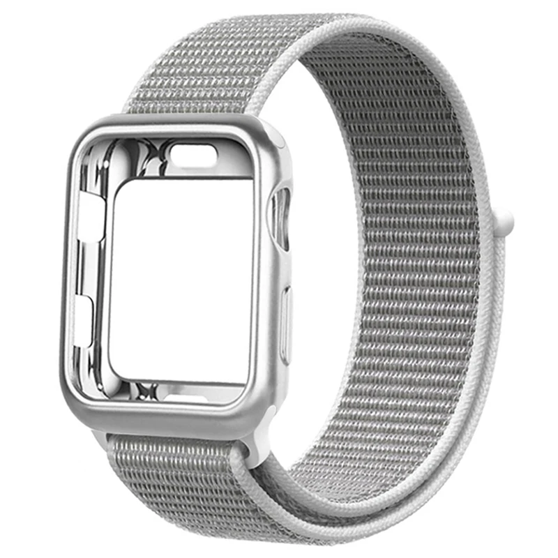 Спортивный Мягкий ремень дышащий нейлоновый ремешок+ чехол для apple Watch 5 4 3 2 1 серия 38 мм 42 мм ремешок для iwatch 40 мм 44 мм ремешок