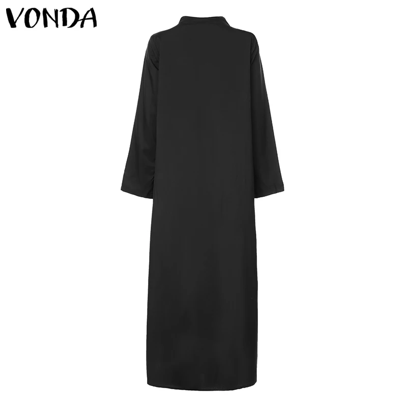 Макси длинное платье VONDA сексуальное с v-образным вырезом с длинным рукавом печатное Повседневное платье для будущих мам свободный вечерние сарафан, пляжное платье S-5XL