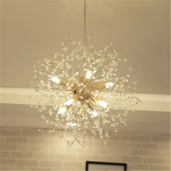 

Nordic Art Crystal Dandelion Pendant Lights Creative Fire Ball Design Livingroom Bar Restaurant Dinner Hanging Lighting