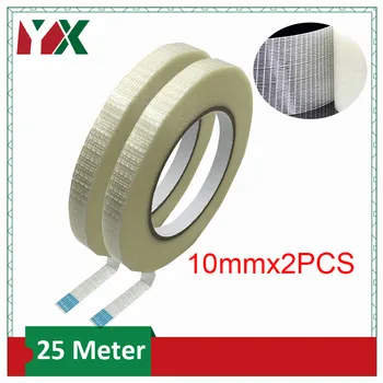 

YX 10mm High Strength Transparent Grid Glass Fiber Tape 2PCS Reinforced Plastic Waterproof And Wear-Resistant Adhesive Tape 25M