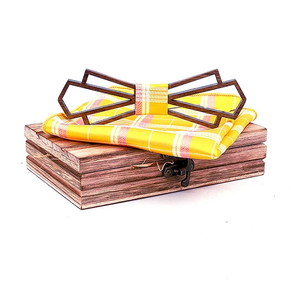 Деревянный галстук-бабочка ручной работы из бамбукового дерева шарф тренд галстук комплект в подарочной коробке Свадебные взрывы бутик черный орех галстук-бабочка