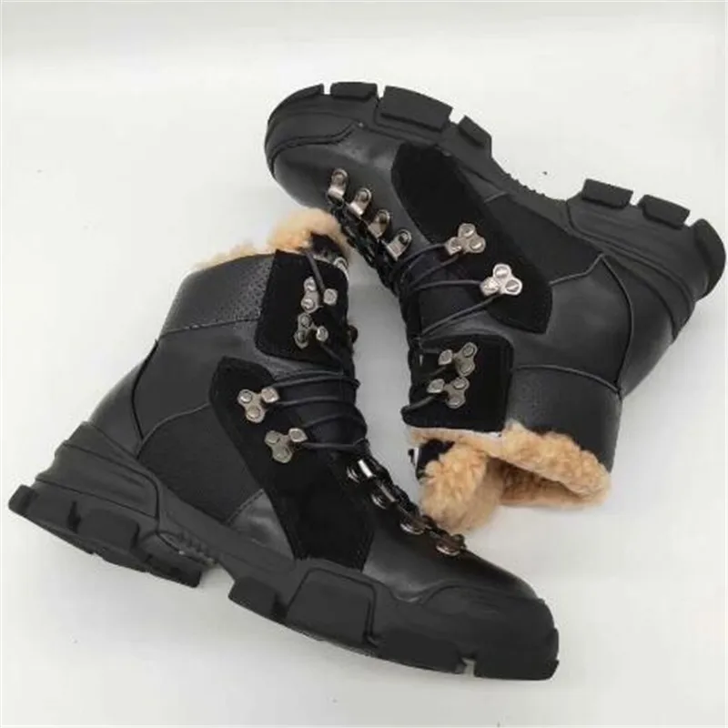 Fur Snow Boots Winter Comfortable Ankle Boots Lace Up Short Boots Zapatos De Mujer Fashion Female Shoes Black Brown Shoes