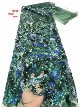 

African high quality sequence French Nigerian sequins net tulle mesh Swiss lace fabric for dress 5yards/lot FDF91