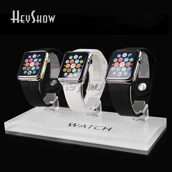 범용 투명 애플 워치 디스플레이 스탠드, 아크릴 스마트 워치 홀더, 투명 iWatch 쇼 베이스, 소매점용, 3 in 1