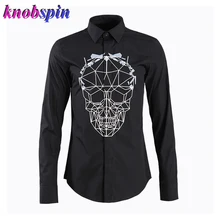 Уникальный дизайн рубашка с принтом для мужчин отложной воротник длинный рукав тонкий Chemise homme сплошной цвет бренд качество 80% хлопок рубашки