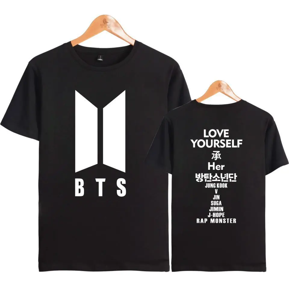 Корейские модели, BTS, пуленепробиваемые, для мальчиков, альбом, loveyourself, свободная футболка с короткими рукавами, одежда для пятницы