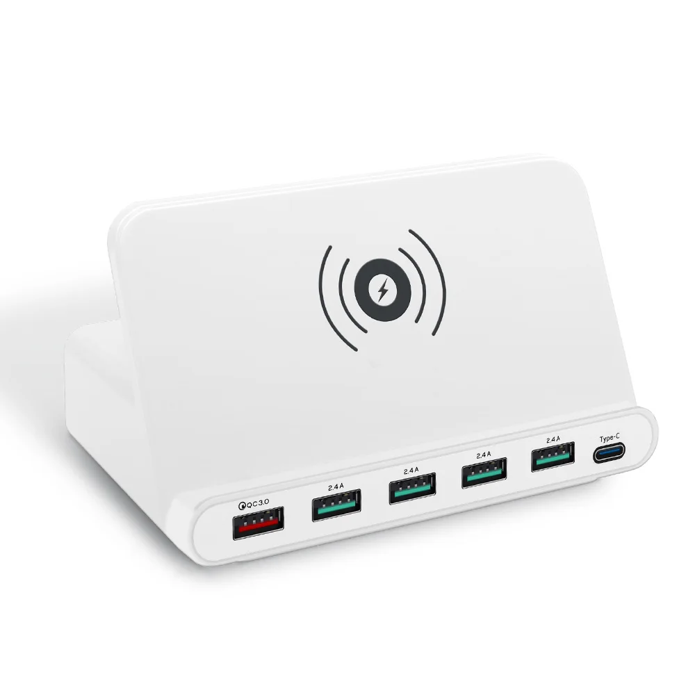 QI 10 Вт беспроводное USB зарядное устройство Quick Charge 3,0 type C мульти-концентратор быстрая зарядная станция адаптер для iPhone Sumsung Xiaomi