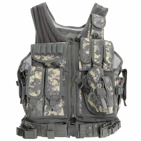 Полицейский военный тактический жилет Wargame Body Armor спортивная одежда Molle штурмовой страйкбол Пейнтбол Перевозчик Strike жилет с кобурой - Цвет: ACU