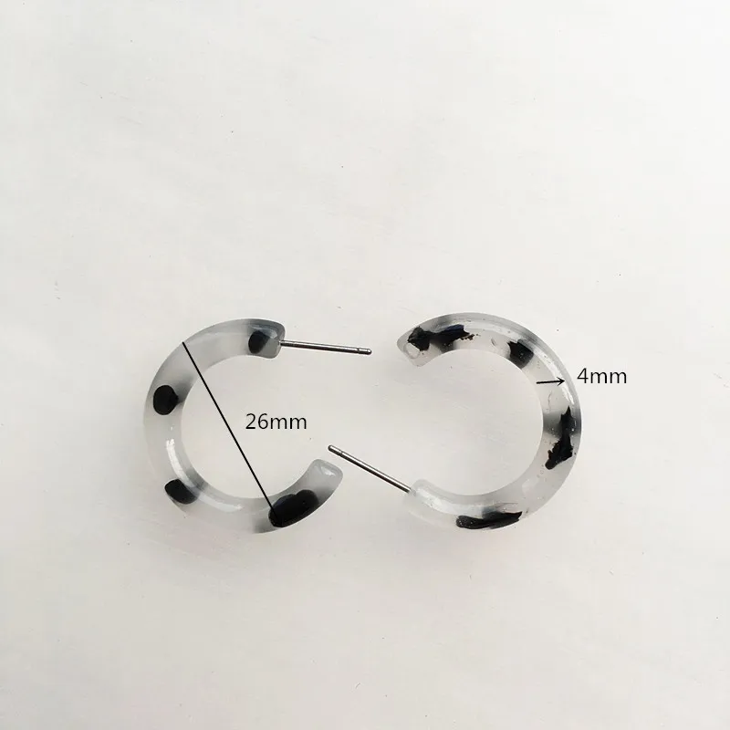 UJBOX с фабрики разноцветные маленькие тонкие серьги-кольца женские акриловые смолы леопардовые Зеленые Белые желтые серьги - Окраска металла: E
