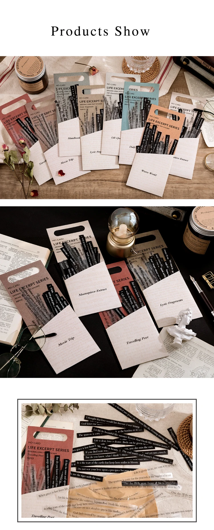 Mr.paper 8 Design Strip Sticker Pack Life Excerpt Series Scrapbook Planner Decoration Stationery Sticker