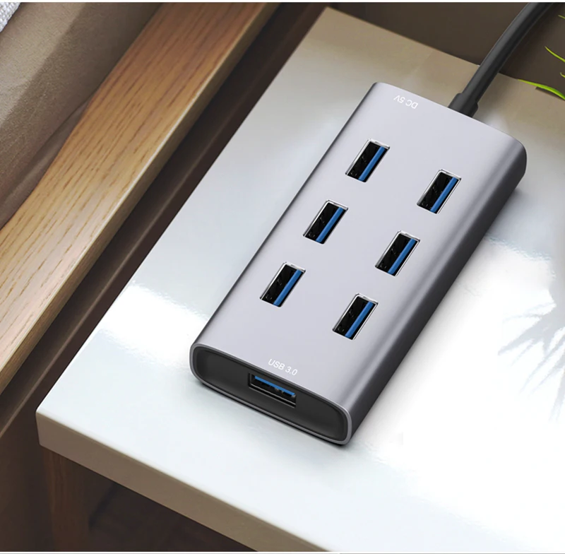 Мульти USB 3,0 Smart HUB USB Высокоскоростной разветвитель 7 портов Hab чтение U флэш-диск HDD клавиатура мышь Зарядка для ноутбука ПК компьютер