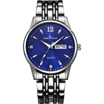 

KEEP IN TOUCH Couple Fashion Casual Calendar Waterproof Wrist Watch Womens Men Quartz Stainless Steel Strap Lovers Watches Clock
