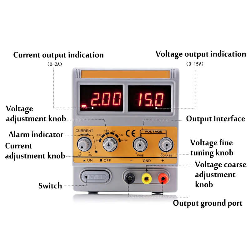 Strengthened 1502D+ 0-15V 0-2A Adjustable Digital DC Supply W/ GSM CDMA PHS Signal Detection for Phone Maintenance