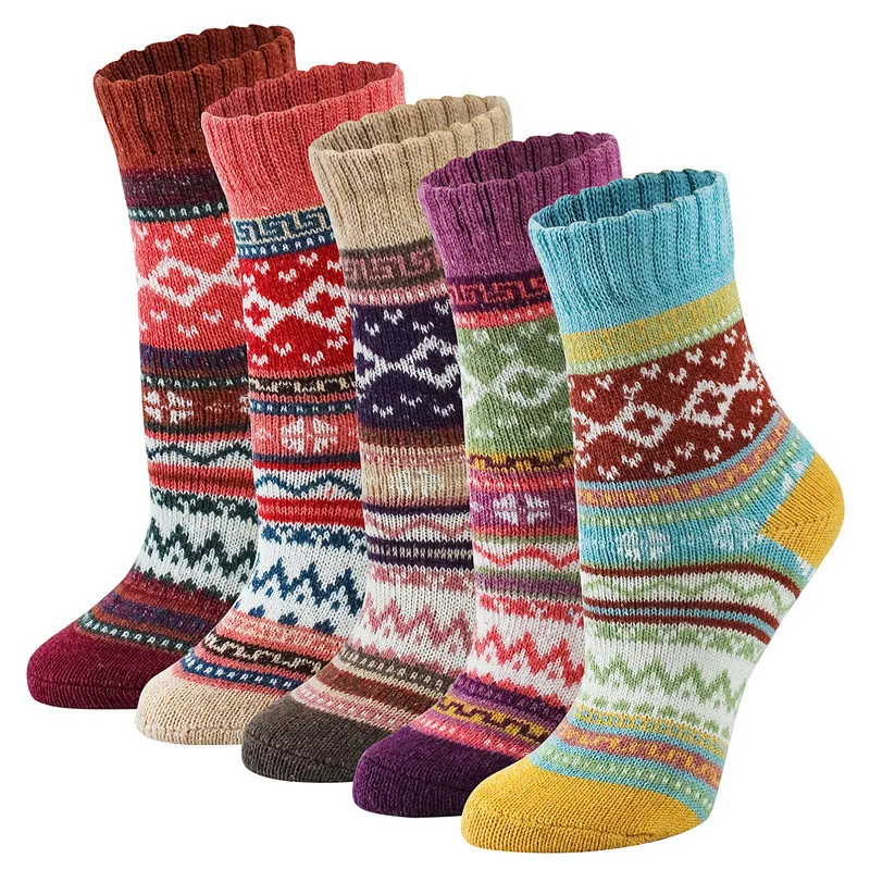 

Wool Weaving Warm Socks Women Soft And Breathable Snow Sox Winter Warmer Thicken Simple Socks For Women