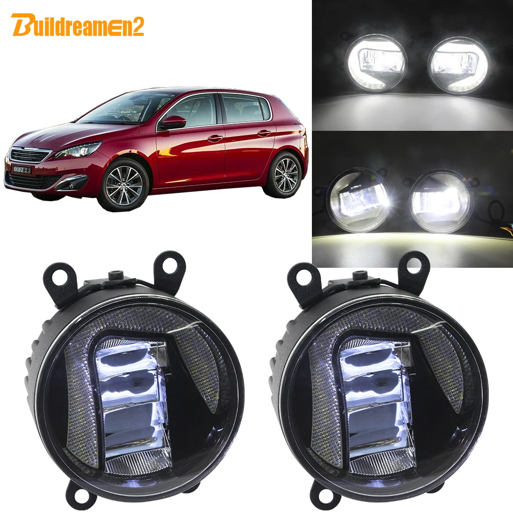 Buildreamen2 Car 90mm Round Projector Led Lamp Front Fog Light + Drl