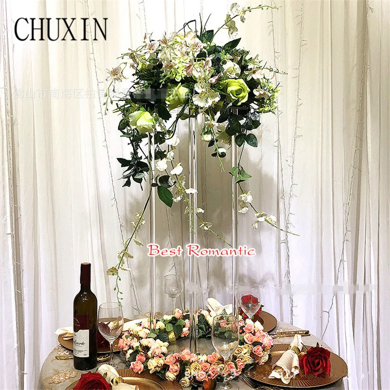 

High-grade acrylic crystal wedding road leading Table flower stand Artificial flower Ball decoration Candlestick 60cm/80cm/100cm
