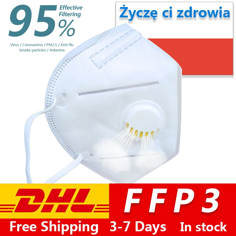 

In stock Reusable FFP3 maseczka ochronna with Breathing Valve n95 Face Mask Anti-pollution Antibacterial Anti flu ffp3 maska
