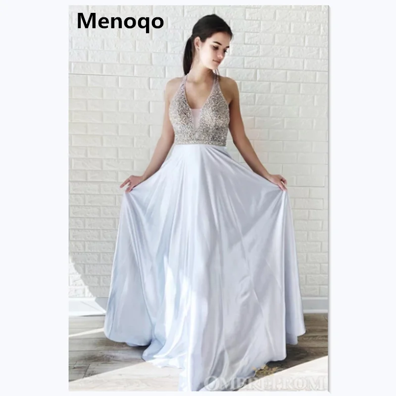 Сексуальные бисерные платья для выпускного на бретелях, длинные трапециевидные вечерние платья с открытой спиной, без рукавов, длина до пола, женские вечерние платья для особых случаев