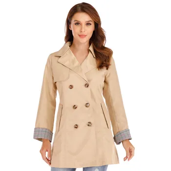 

Trench coat Female Thin Slim Spring and Autumn Coat Buttons Fashion Mid-length Women Tops Business jacket Business jacket Cozy
