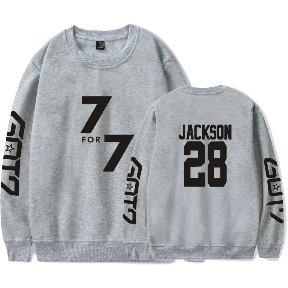 WEJNXIN Новинка GOT7 пуловеры Jackson флисовые толстовки без шапочки для женщин и мужчин унисекс уличная 7 для 7 JB JR теплая толстовка одежда - Цвет: grayJackson
