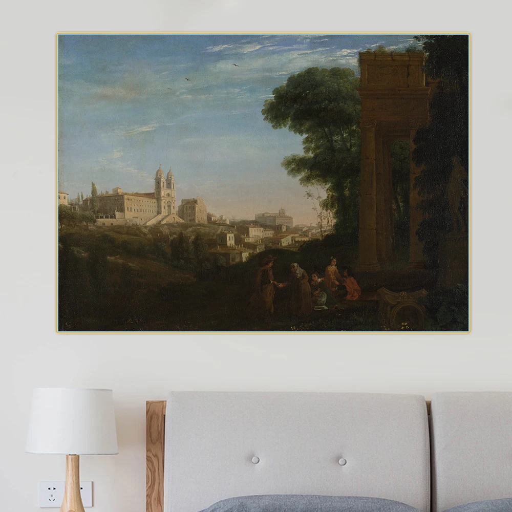 

Citon Claude Lorrain《A View in Rome》Canvas Art Oil Painting landscape Famous Artwork Poster Picture Wall Decor Home Decoration