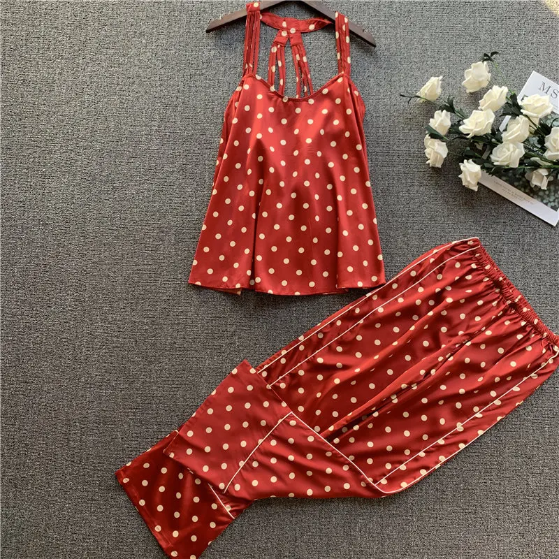 Женский шелковистый костюм Pajams новый женский пижамный комплект из 2 предметов