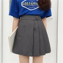 Женская шикарная модная плиссированная юбка, однотонная женская юбка трапециевидной формы с карманами, элегантный дизайн, высокая талия, Женская милая Повседневная мини-юбка