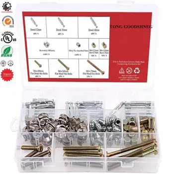 

Crib Screws Hex Drive Socket Cap Furniture Barrel Screws Bolt Nuts Assortment Kit for Furniture Cots Beds Crib and Chairs