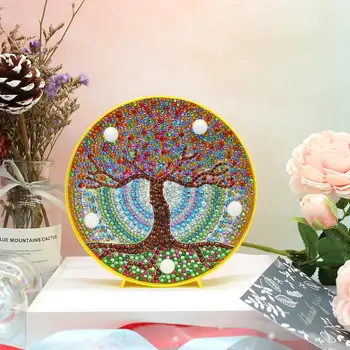 

VKTECH Round DIY Mandala Landscape Diamond Painting Light DIY Embroidery Lamp Full Special Drill LED Lamp Round Shinny Beads New