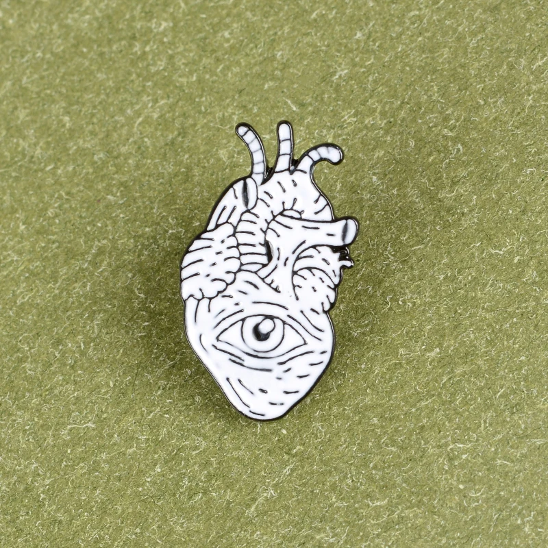 

Inner Evil Eyes Heart Enamel Pin Anatomical Heart Organ Brooch Punk Jewelry Clothes Lapel Pin Backpack Accessories Wholesale