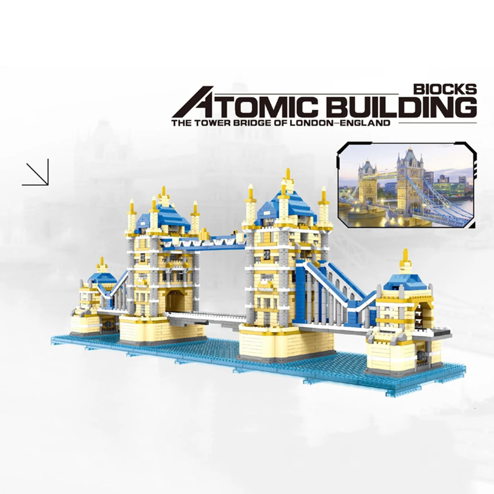 

Diamond Mini Building Bricks City Architecture Land Marks London Tower Bridge Palace 3D Model Children's Educational Toy