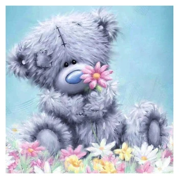 

3D diy full diamond painting cross stitch cartoon Bouquet of bear gift Round Drill Diamond Embroidery diamond moasic Needlework