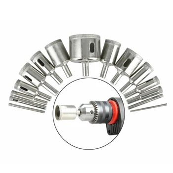 

15Pcs Diamond Hole Saw 3mm-42mm Assorted Set Drill Bit Saw Set Tile Marble Glass