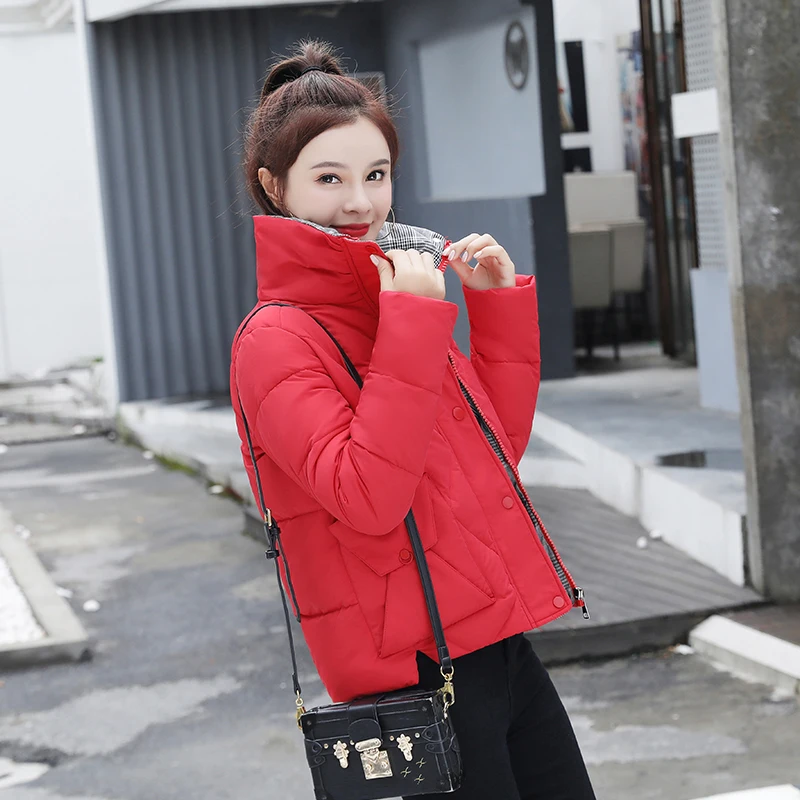 red Tcyeek Winter Jacket Women Parkas Mujer Women's Down Cotton Jackets Feminine Hiver Warm Coat Fit Office Ladies Clothes 1986 - Цвет: red