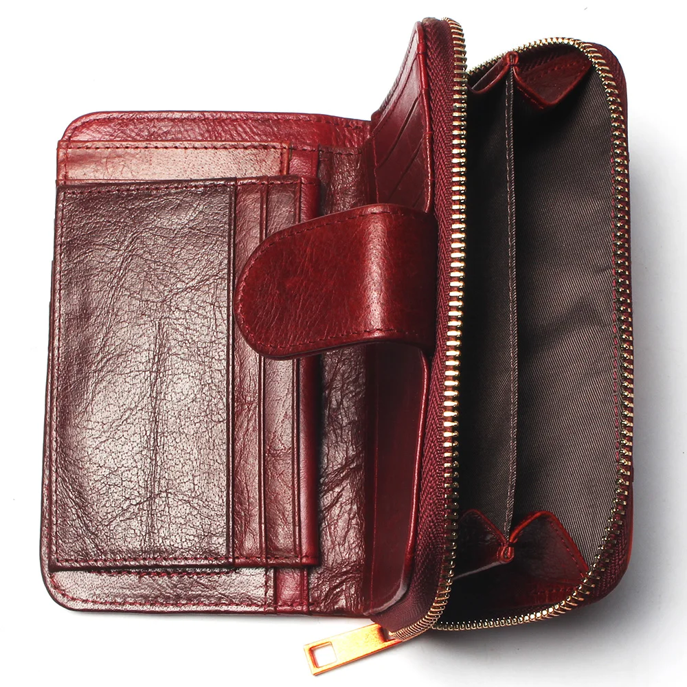 Dip Dye Color RFID Women Split Leather Style Importcowhide Medium Paragraph Buckle Wallet Women's High Quality Purse