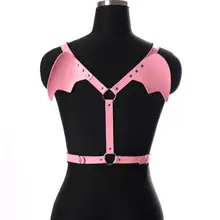 Розовое крыло кожаный пояс для бюстгальтера сексуальное женское белье пастельный Готический Топ подвязки бикини вечерние размера плюс женский ремень клетка