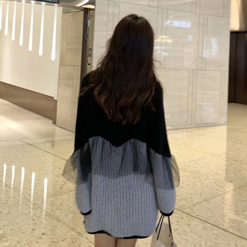 Moda feminina, женские свитера с длинным рукавом и пуловеры, лоскутные пуловеры с круглым вырезом, винтажный стиль, осенняя новая женская одежда