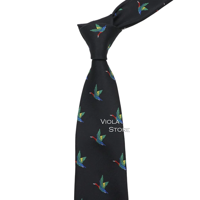 47 stile ricamo piante animali cartone animato cravatta 7cm uccello volpe squalo ape cigno fiore cravatta Navy Dot abito cravatta uomo regalo accessorio 3