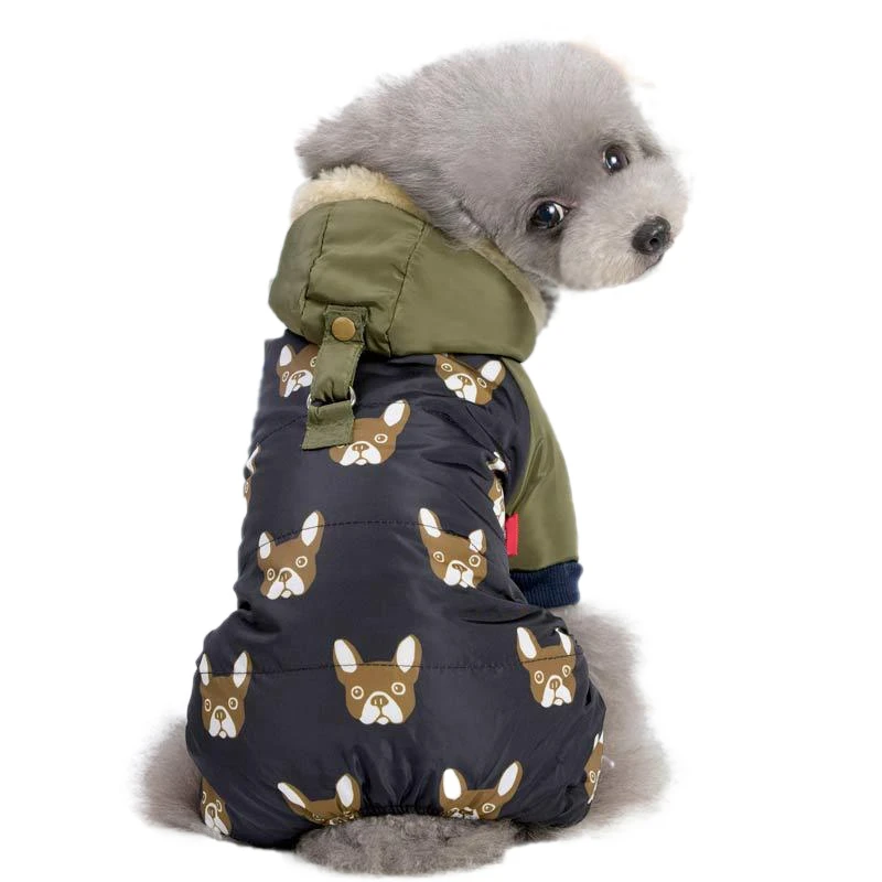 Dog Pet Jumpsuit Winter Warm Cotton Padded Jacket Chihuahua Bulldog Ovalls Coat for Dog Clothes for Small Pet