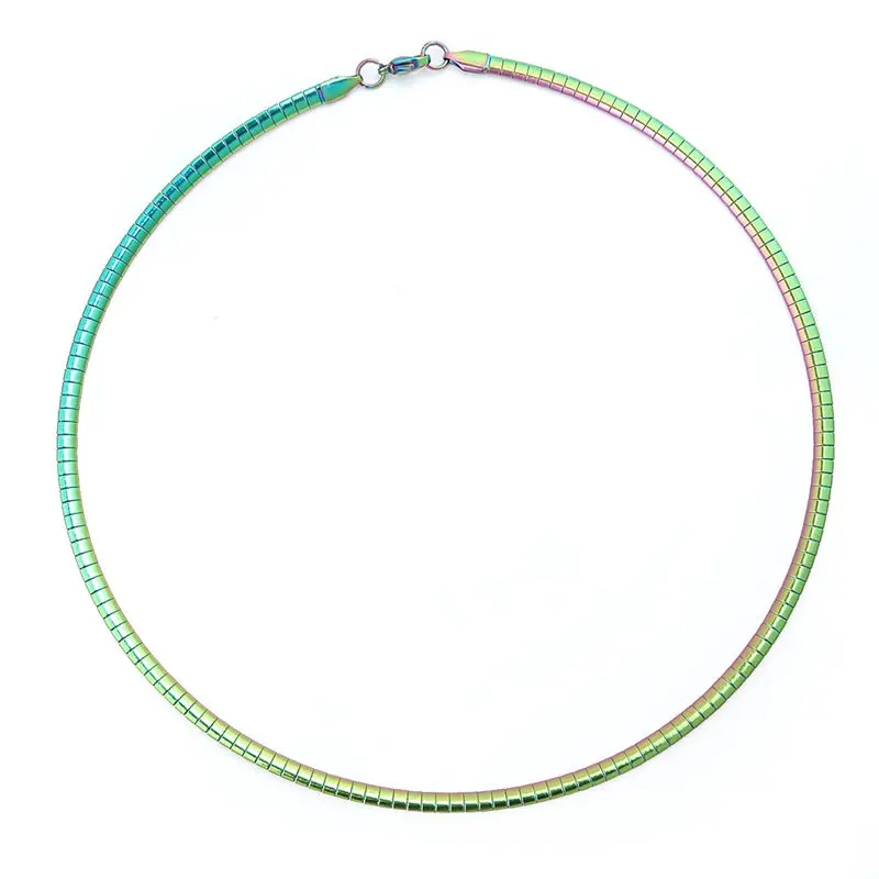 New 304 Stainless Steel Collar Neck Necklace Multicolor Round Plating Neckalces Jewelry Women Men 45cm(17 6/8") Long, 1 Piece
