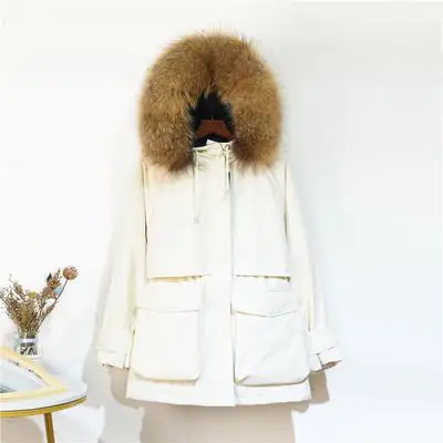 Зимняя куртка для женщин, Лисий мех, натуральный большой толстый утиный пух, пальто, парки, защищенная от снега, верхняя одежда - Цвет: Picture color 6
