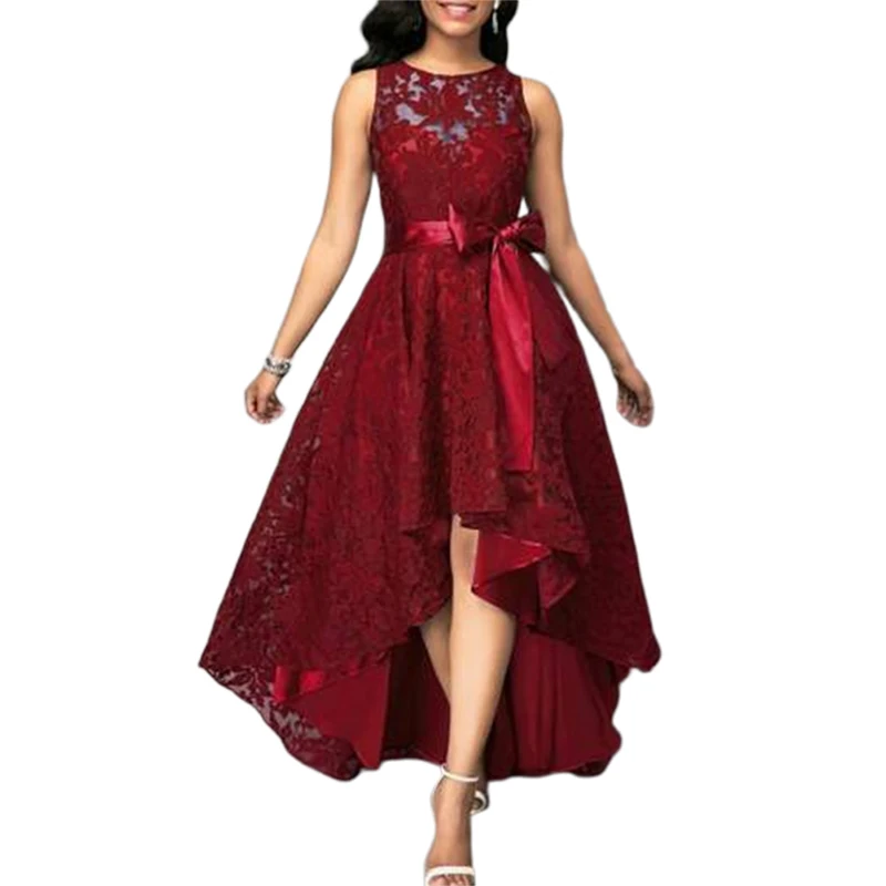 

Women Sexy Sleeveless Long Tank Dress Boho Lace Mesh Hollow Out Maxi Dresses Irregular See Through Party Dress
