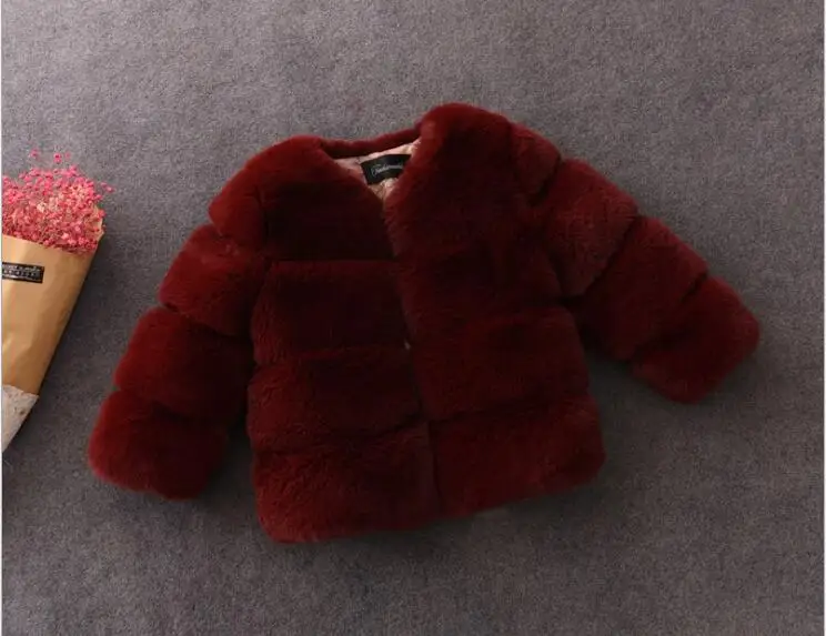 wine red Детская одежда с искусственным мехом для девочек, куртки зимние пальто детская модная верхняя одежда для детей, теплые детские куртки для девочек; вечерние пальто принцессы - Цвет: wine red