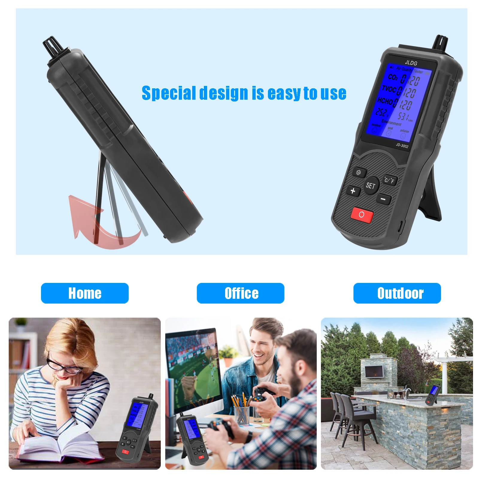 Co2 미터 공기 품질 테스터 CO2 TVOC 검출기 공기 분석기 온도 습도 측정 장치 공기 품질 모니터