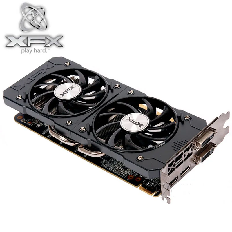 XFX видеокарты R9 370 4 Гб 256Bit GDDR5 видеокарта для AMD R9 300 серии VGA карты R9370 4 Гб R9 370 4G DisplayPort PCI-E б/у