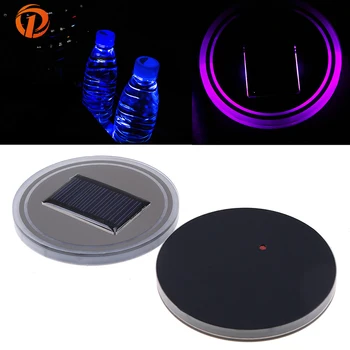 

POSSBAY Universal Car Anti-Slip Mat Waterproof Solar LED Light Lamp Cup Holder Bottle Drinks Mat Pad Built In Vibration Sensor