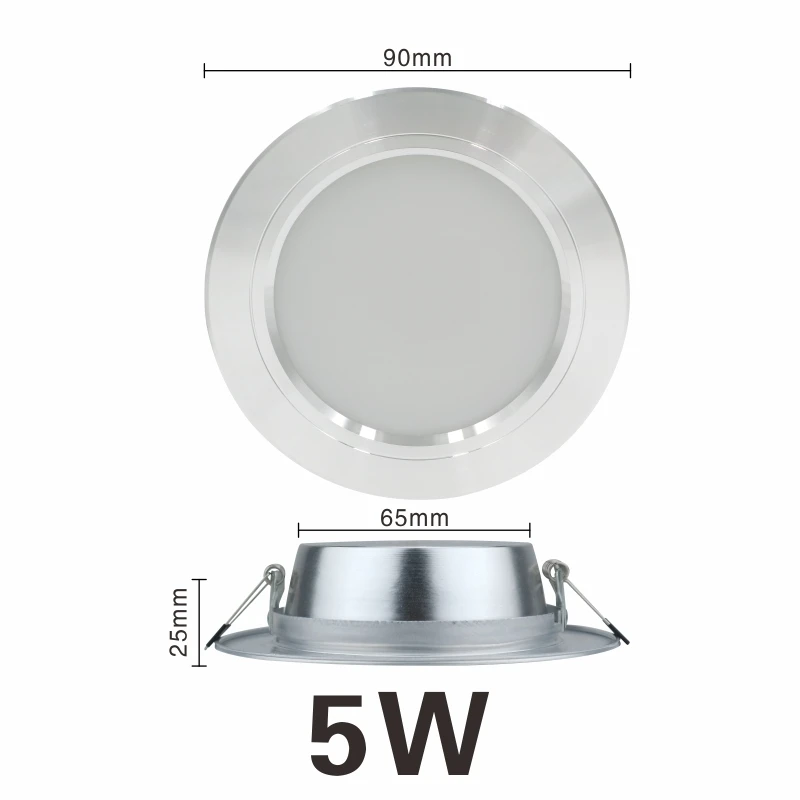 LED Downlight Silver Ultra Thin Aluminum 5W 9W 12W 15W 18W Down Light 220V 230V 240V Round Recessed Spot Lighting - Испускаемый цвет: 5W 220V