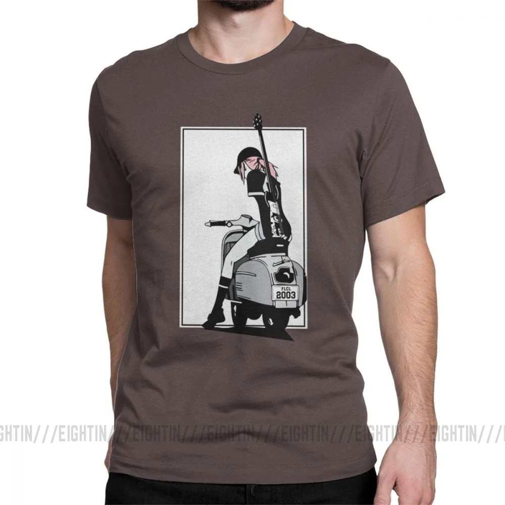 Haruko Vespa футболка мужские футболки с короткими рукавами классные футболки с круглым вырезом из чистого хлопка топы подарок на день рождения футболки - Цвет: Коричневый