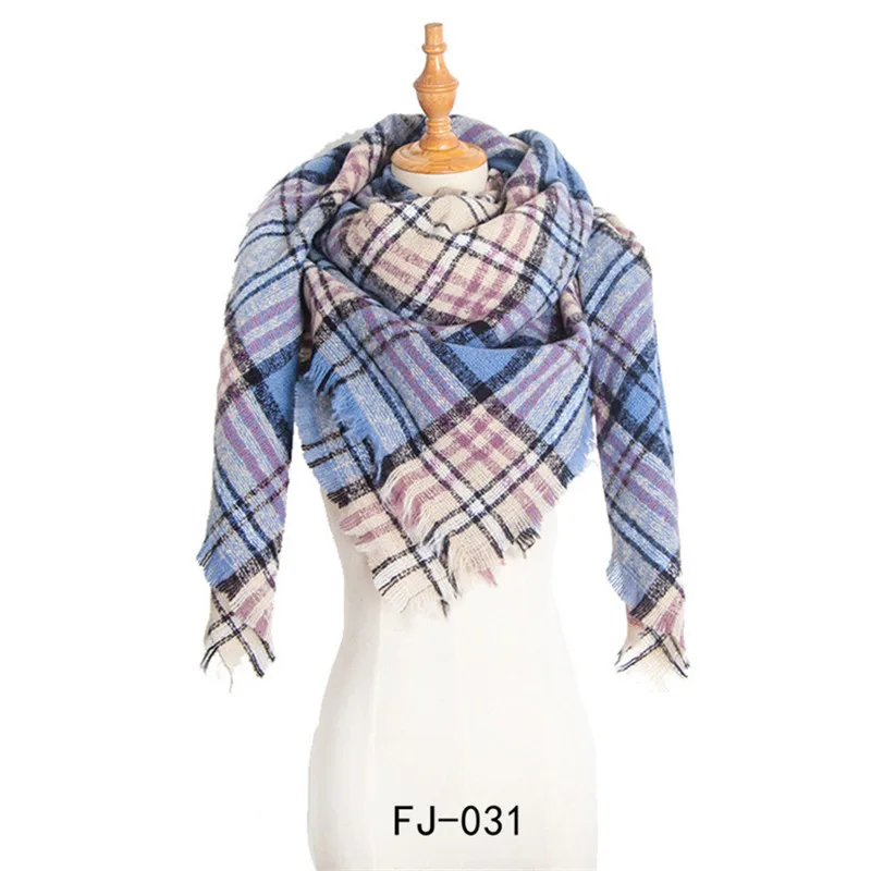 Роскошный брендовый зимний женский шарф, клетчатый кашемировый квадратный шарф, шали и палантины, женский шарф из пашмины, женский шарф-одеяло - Цвет: 31